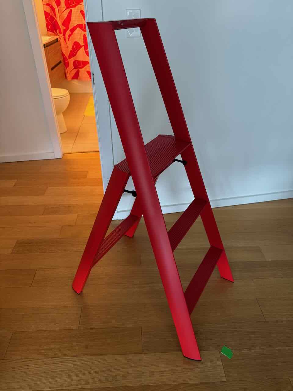 Mid-Century Style Hasegawa Ladders Lucano Step Ladder, 3-Step Red
