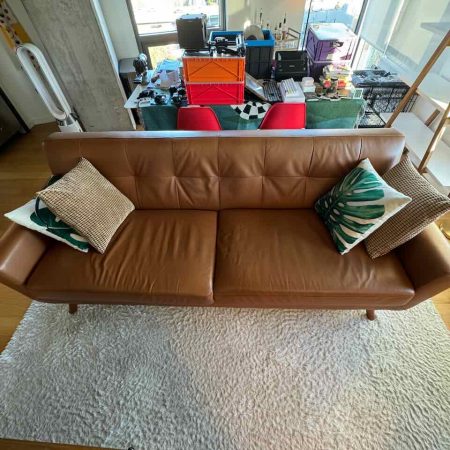 Acevedo Genuine Leather 90" Square Arm Sofa by AllModern