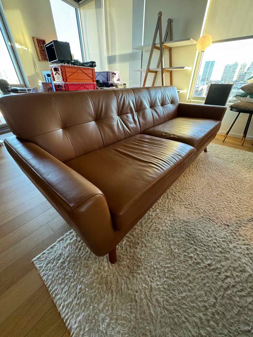 Acevedo Genuine Leather 90" Square Arm Sofa by AllModern - Image 6