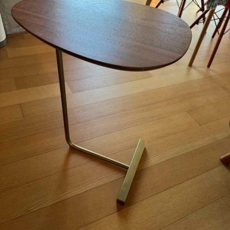 Charley 19" C-Side Table, Walnut, Antique Brass