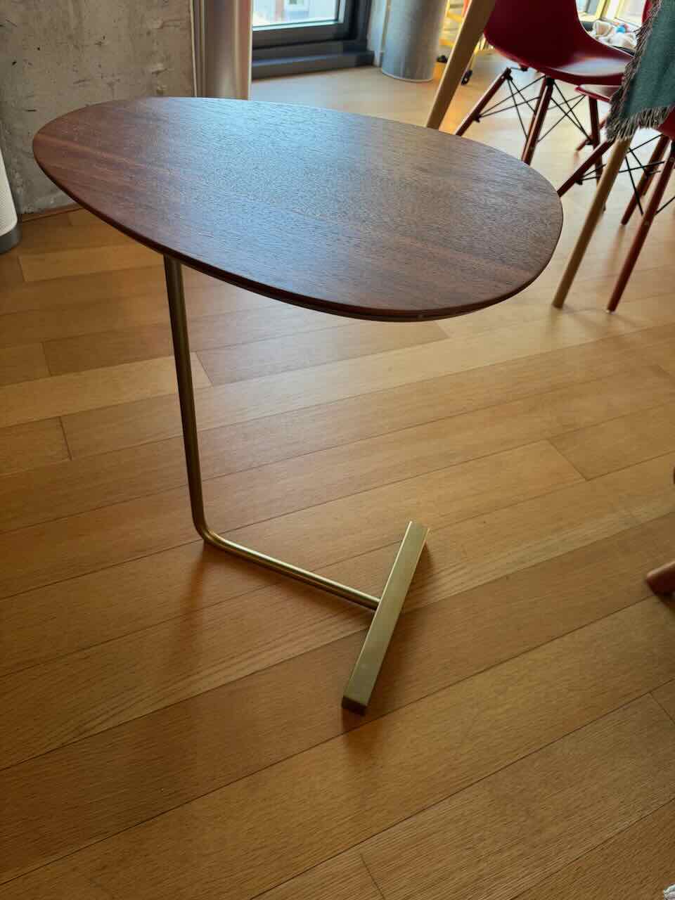 Charley 19" C-Side Table, Walnut, Antique Brass